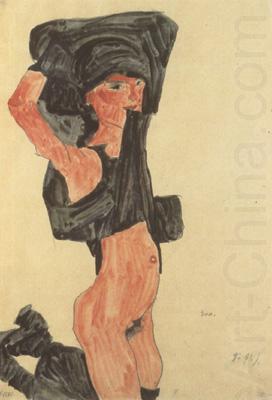 Kneeling Girl,Disrobing (mk12), Egon Schiele